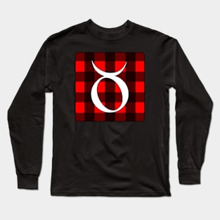 Taurus Zodiac Horoscope Buffalo Plaid Square Monogram Long Sleeve T-Shirt